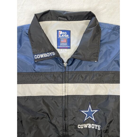 Vintage Dallas Cowboys Pro Player Windbreaker Jacket Size XL Full Zip Collar 90s - Picture 2 of 13